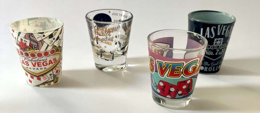 Vintage Mixed Las Vegas Souvenir Shot Glass Set - Lot of 4